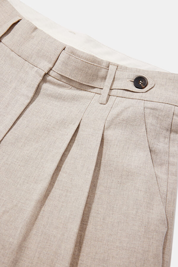 Krem Wide Leg Kadın Pantolon 6
