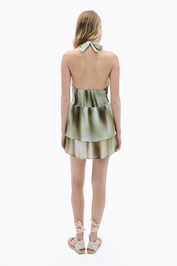 Colorful Patterned Short Women's Dress 2