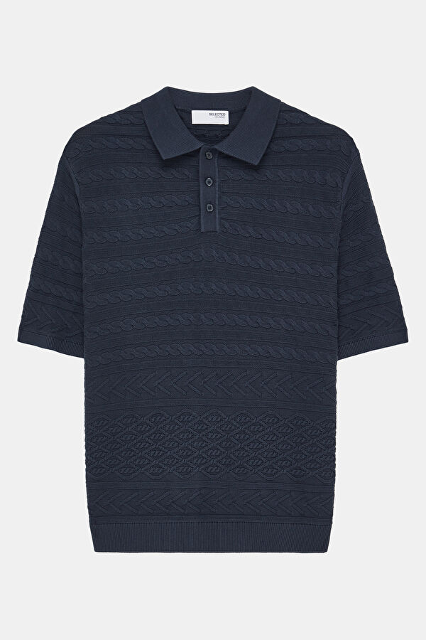 Navy Blue Polo Collar Men's T-Shirt 3