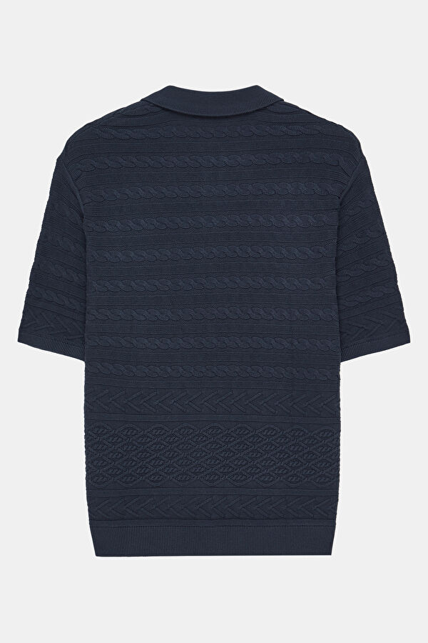 Navy Blue Polo Collar Men's T-Shirt 4