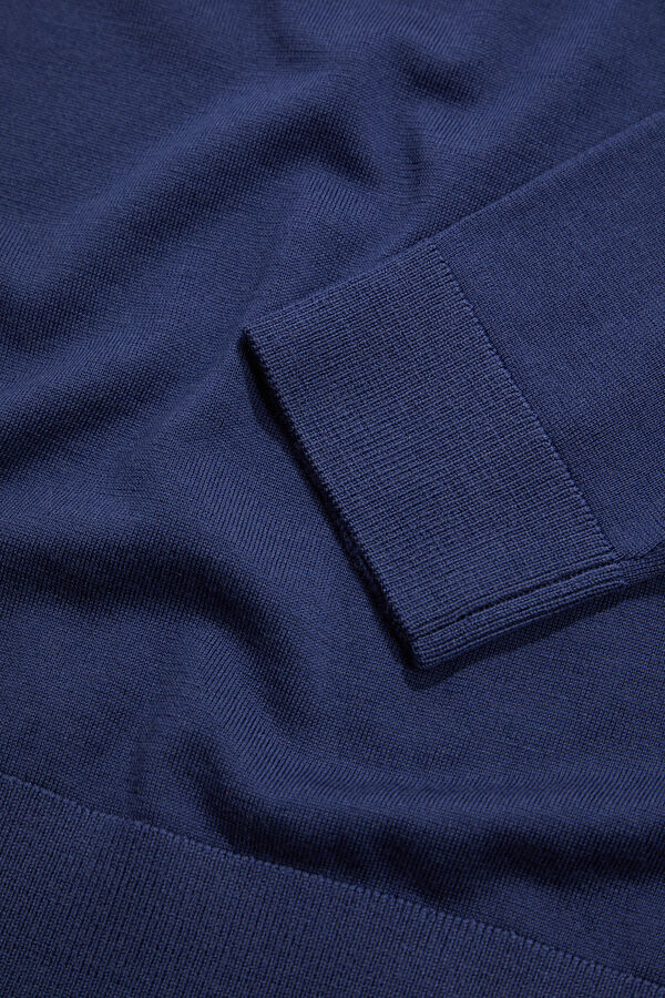 Navy Blue Wool Knit Men's Sweater 4