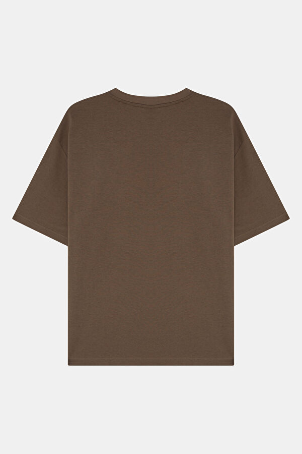 Relax Kalıp Vizon Bisiklet Yaka T-Shirt 2