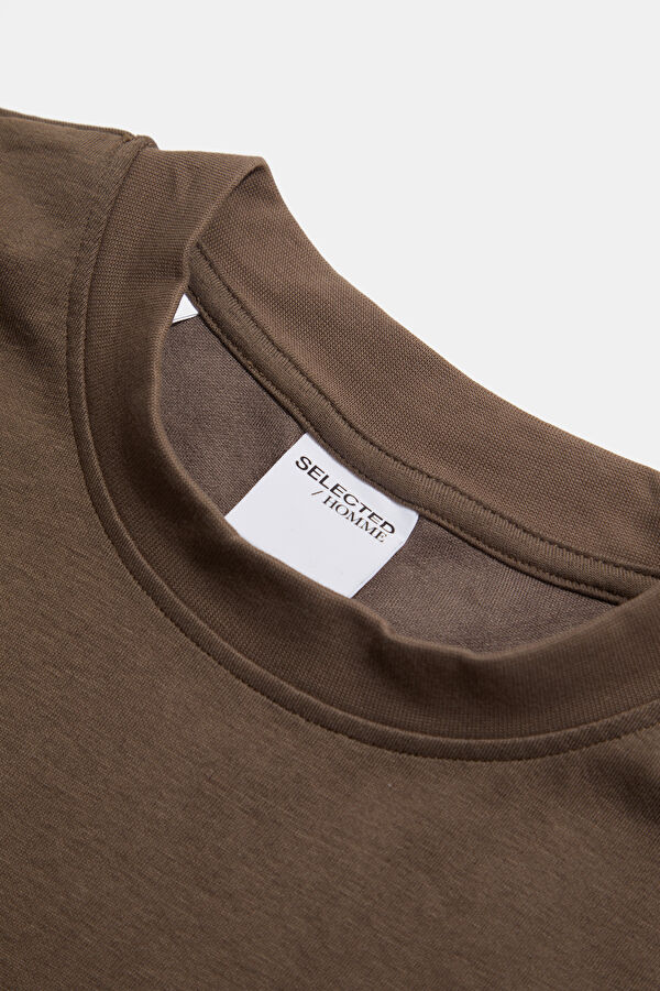 Relax Kalıp Vizon Bisiklet Yaka T-Shirt 3