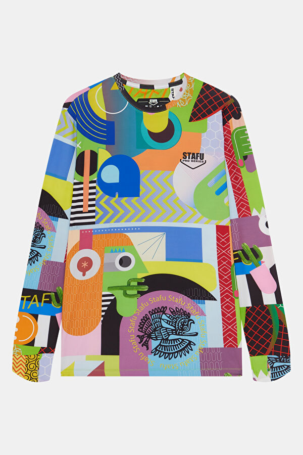Multicolored Crew Neck Patterned T-Shirt 3