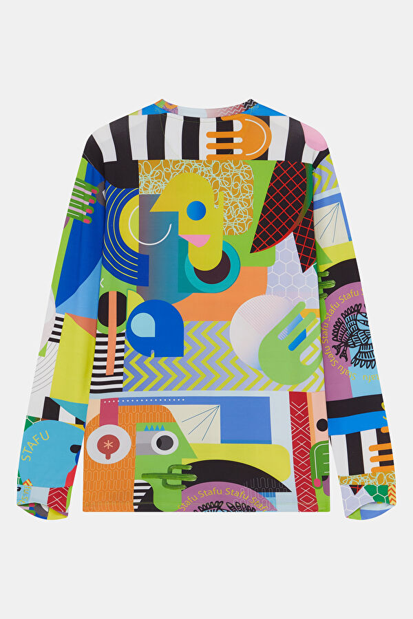 Multicolored Crew Neck Patterned T-Shirt 4