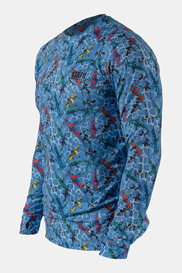 Mavi Bisiklet Yaka Desenli Erkek T-Shirt 4