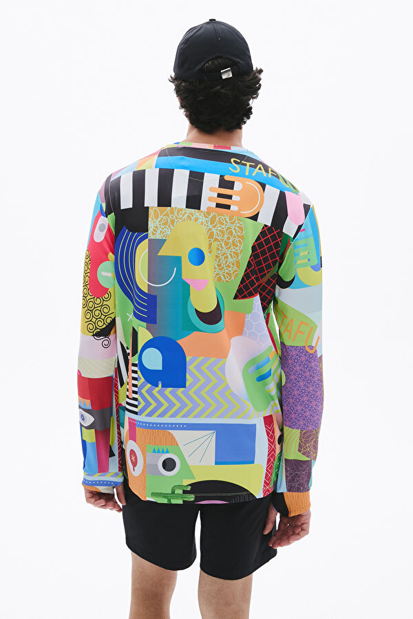 Multicolored Crew Neck Patterned T-Shirt 2
