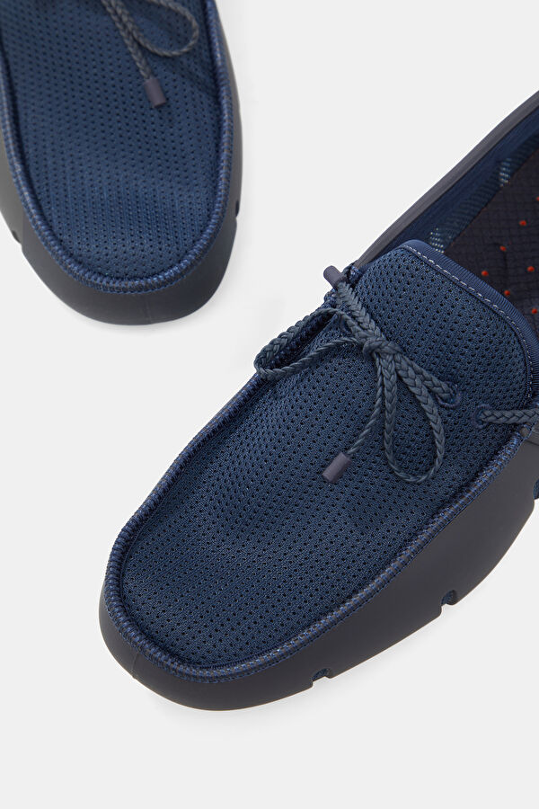 Braided Lace Loafer Navy Blue Men's Shoes 4