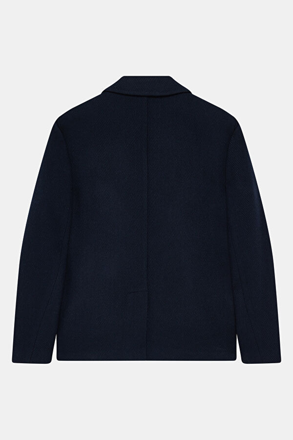 Navy Blue Buttoned Wool Men's Jacket 2