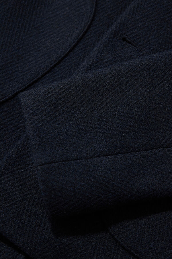 Navy Blue Buttoned Wool Men's Jacket 4