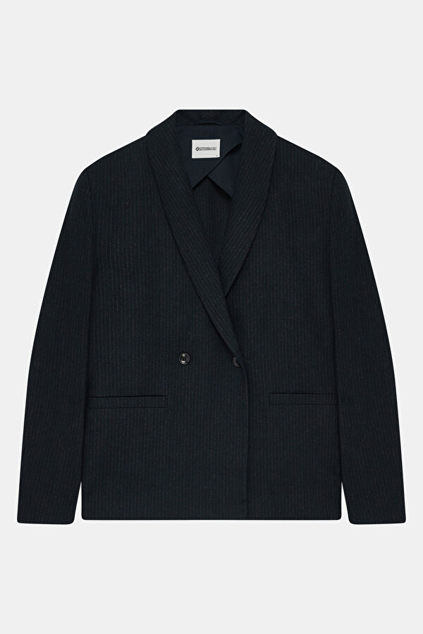 Navy Blue Buttoned Men's Jacket 4