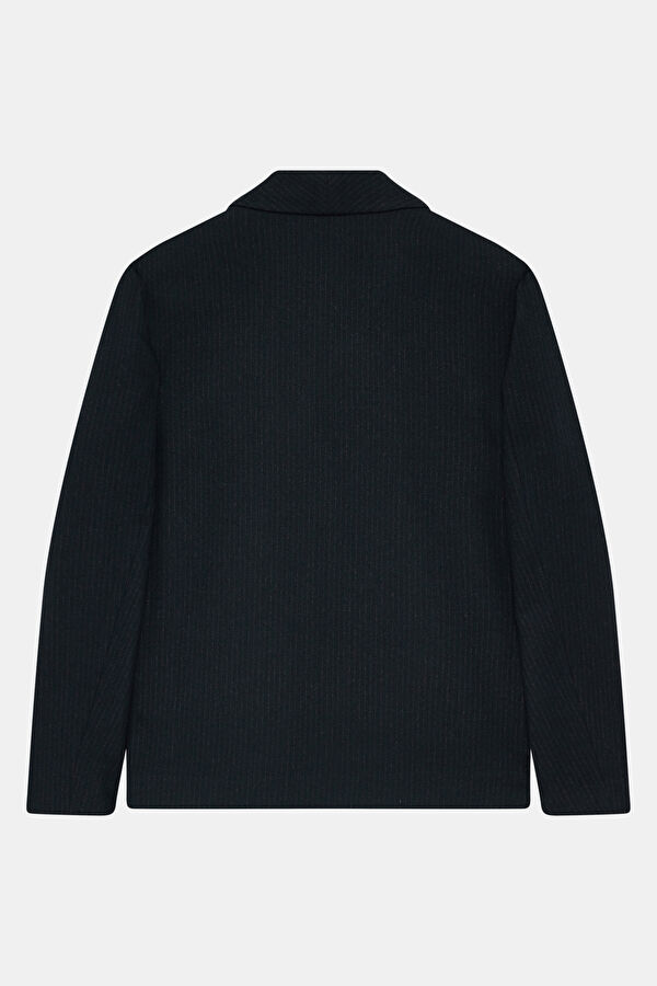 Navy Blue Buttoned Men's Jacket 5