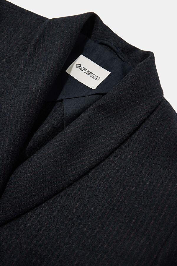 Navy Blue Buttoned Men's Jacket 6