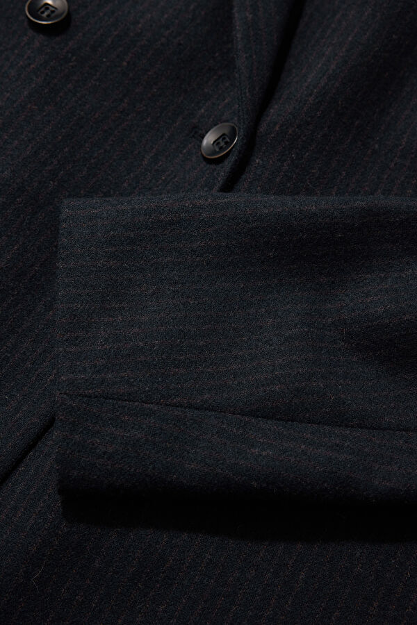 Navy Blue Buttoned Men's Jacket 7