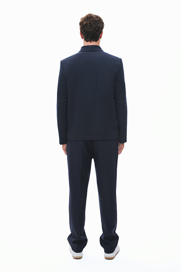 Navy Blue Buttoned Men's Jacket 2