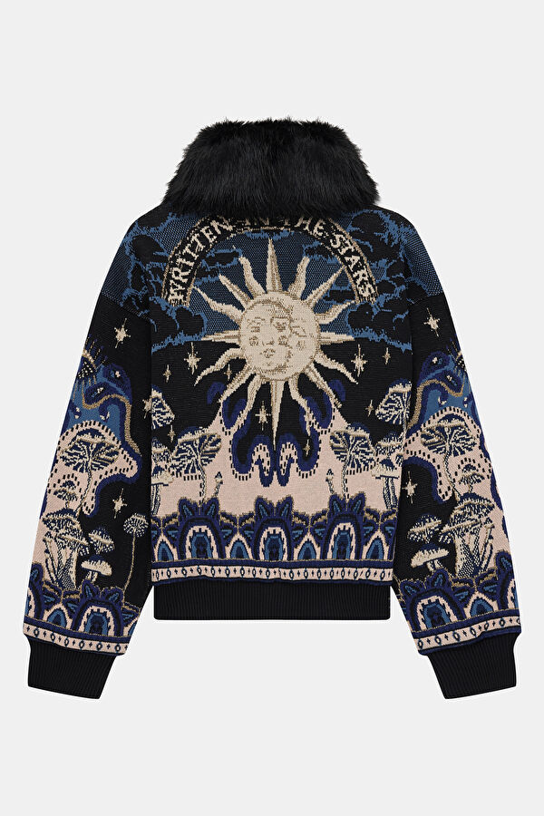 Women's Jet Jacquard Bomber Jacket in Black 2