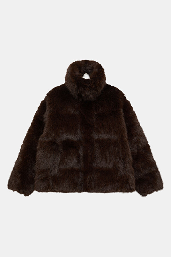 Brown Women's Faux Fur Coat