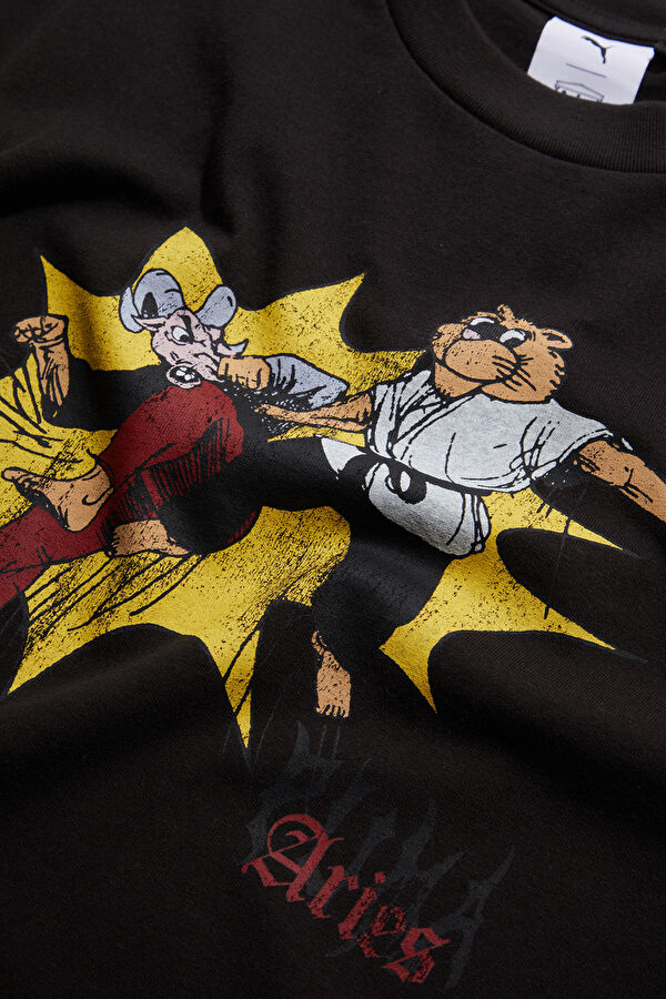 X Aries Relax Fit Black Crew Neck Printed Men's T-Shirt 3