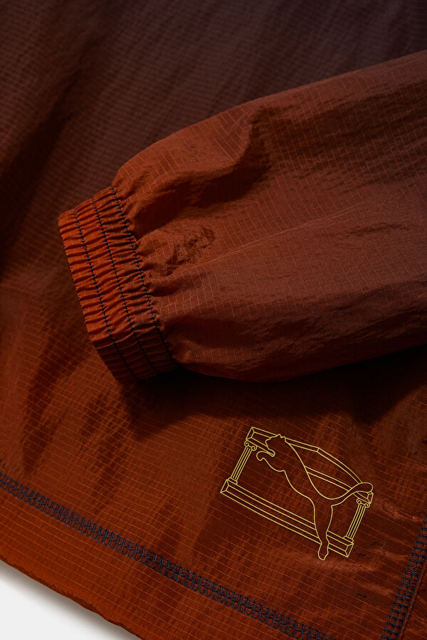X Aries Burgundy Gradient Pattern Men's Raincoat 4