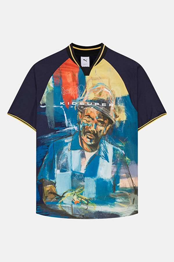 X Kidsuper Graphic Oversize Çok Renkli V Yaka Baskılı Erkek T-Shirt