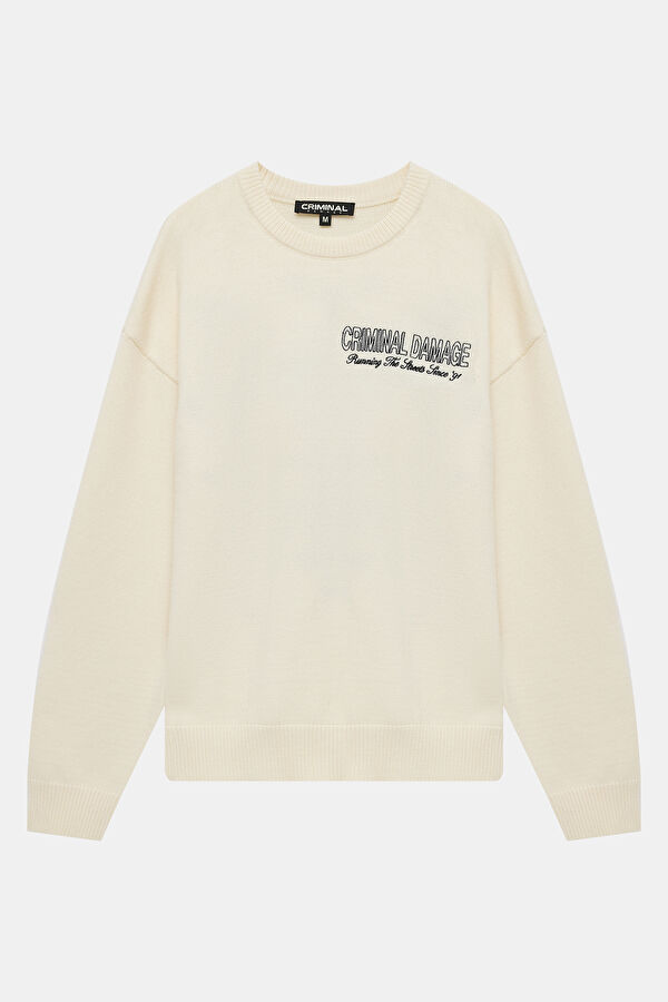 Cream Printed Knit Men's Sweater 3