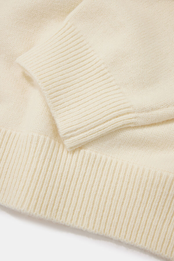 Cream Printed Knit Men's Sweater 6