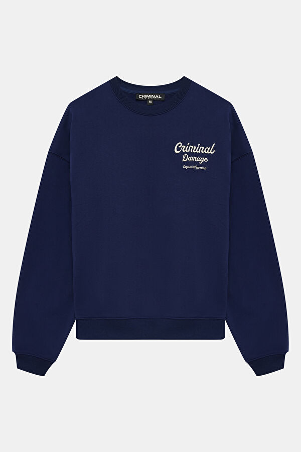 Navy Oversize Crew Neck Men's Sweatshirt
