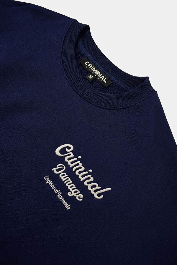 Navy Oversize Crew Neck Men's Sweatshirt 3