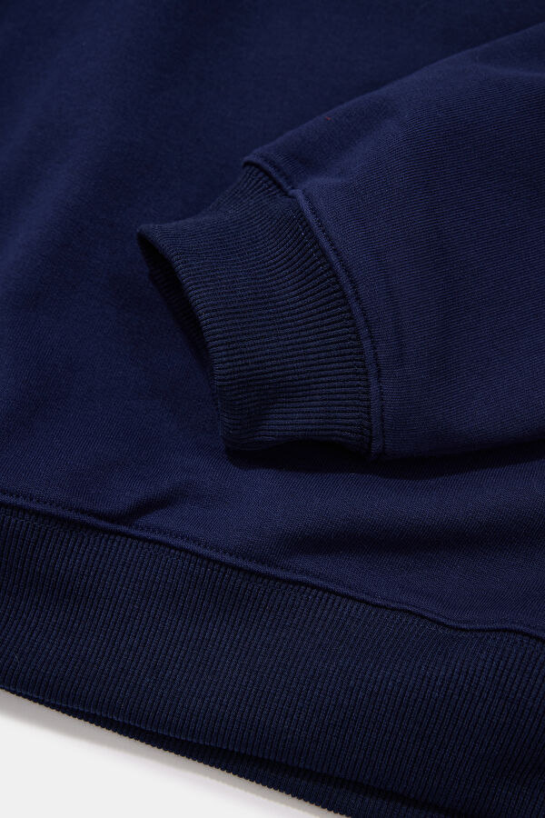 Lacivert Oversize Bisiklet Yaka Erkek Sweatshirt 4