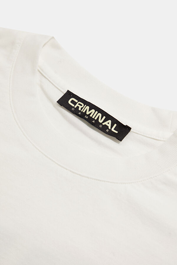 Oversize White Crew Neck Printed Men's T-Shirt 3