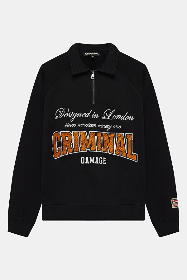 Black Oversize Polo Collar Men's Sweatshirt