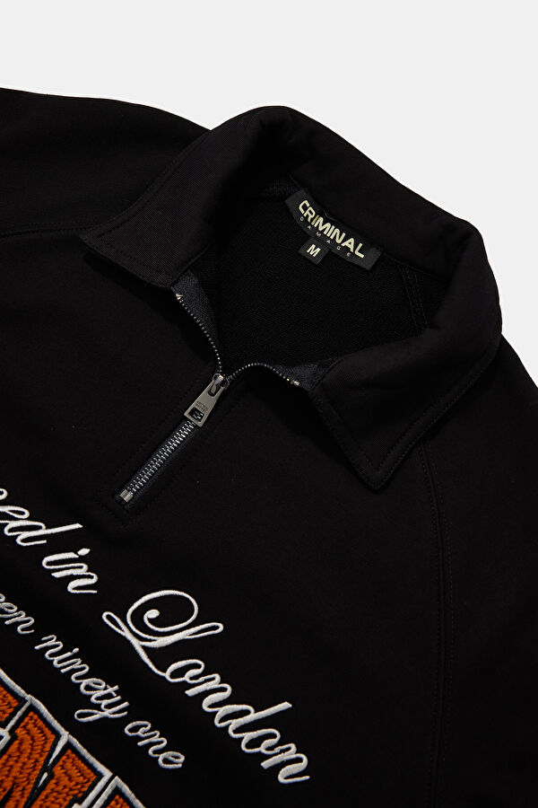Black Oversize Polo Collar Men's Sweatshirt 3