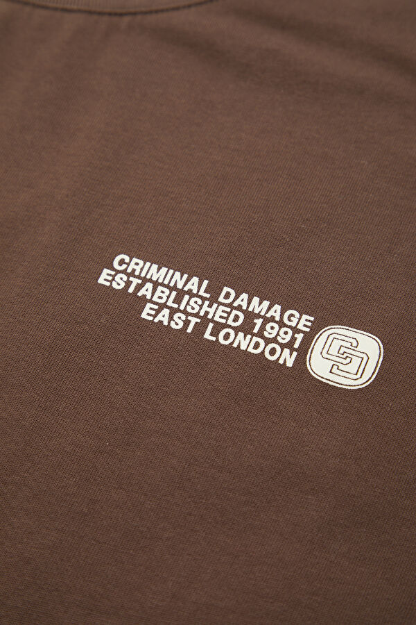 Oversize Coffee-colored Crew Neck Printed Men's T-Shirt 3