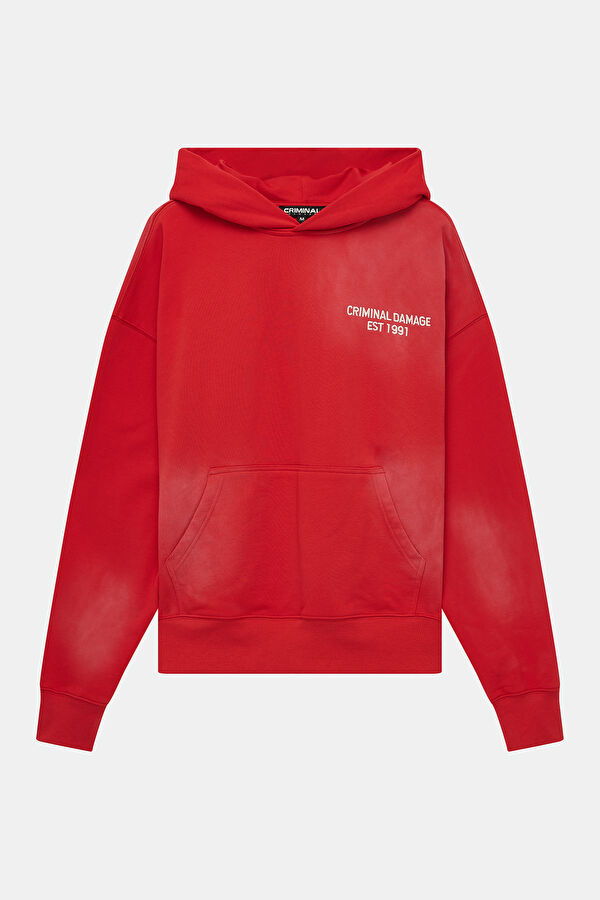 Kırmızı Oversize Kapuşonlu Erkek Sweatshirt