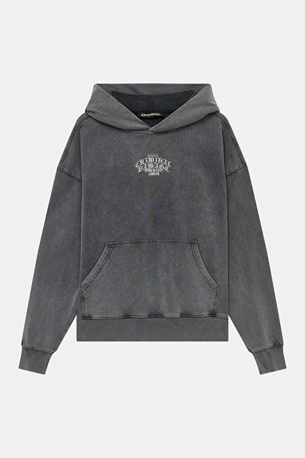 Antrasit Oversize Kapuşonlu Erkek Sweatshirt