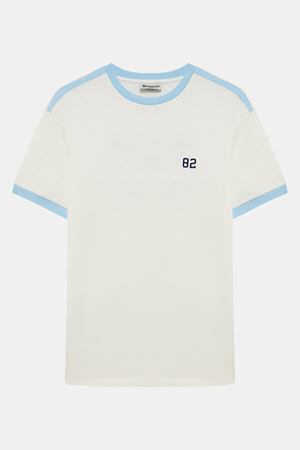Ecru Crew Neck Printed T-Shirt