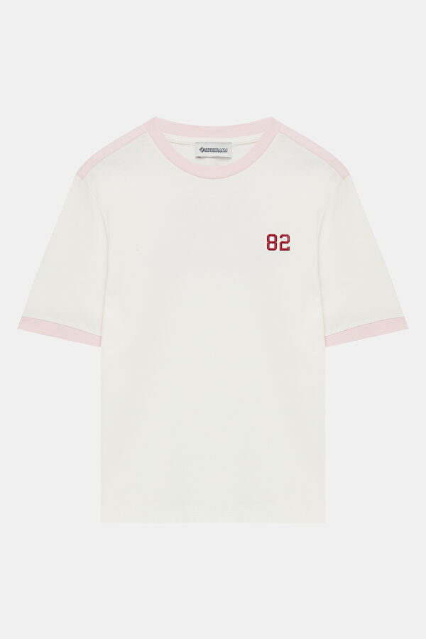 Ecru Crew Neck Printed Women's T-Shirt