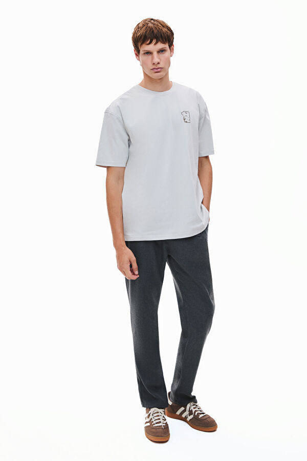 Grey Melange Straight Leg Men's Trousers
