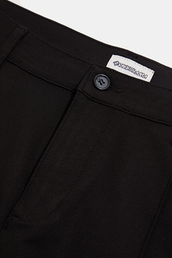 Black Viscose Men's Straight Leg Trousers 3