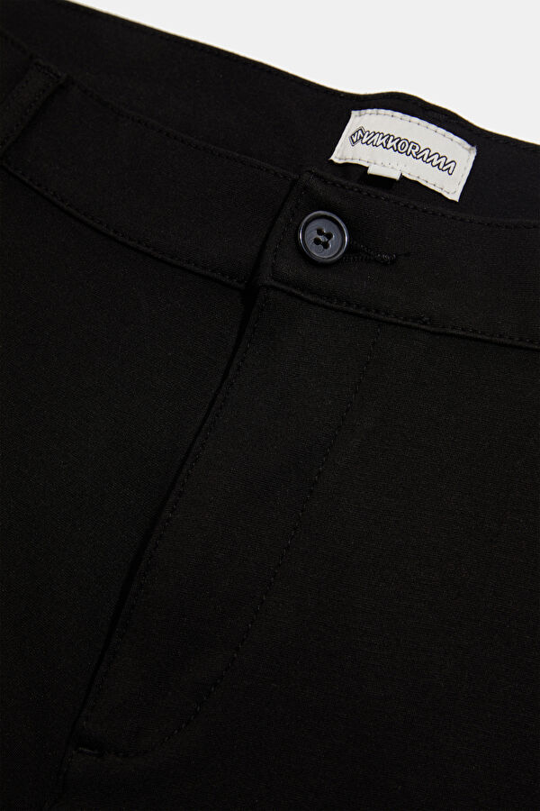 Black Viscose Men's Straight Leg Trousers 5