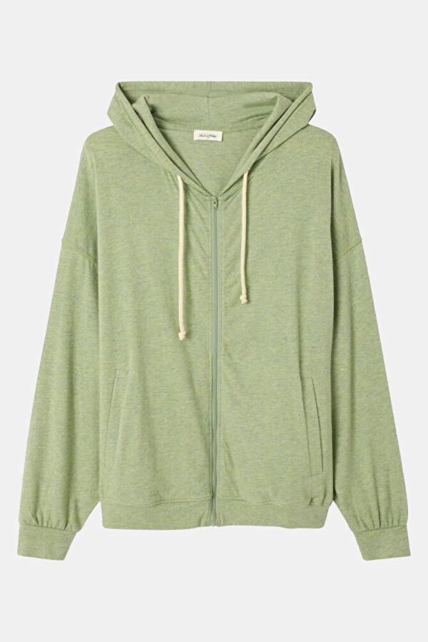 Haki Kapuşonlu Kadın Sweatshirt