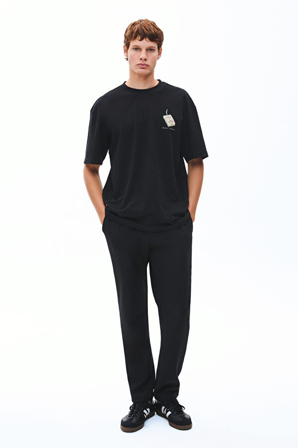 Black Straight Leg Men's Trousers