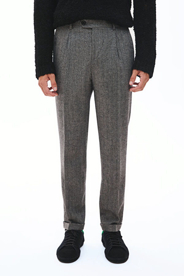 Black Straight Leg Wool Men's Trousers 2