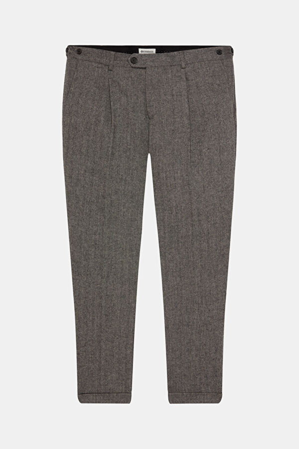 Black Straight Leg Wool Men's Trousers 3