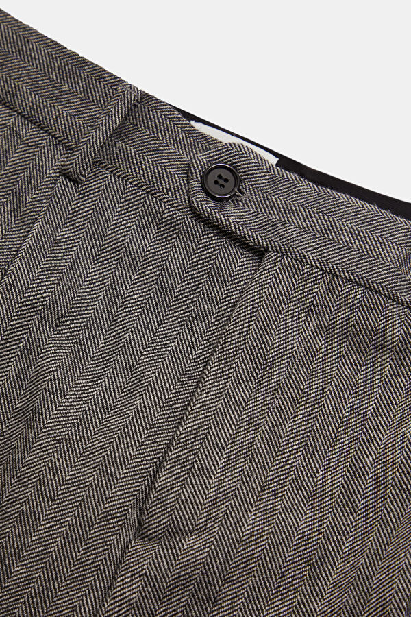 Black Straight Leg Wool Men's Trousers 5