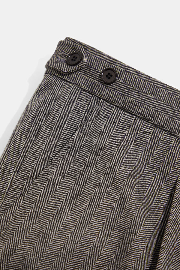 Black Straight Leg Wool Men's Trousers 6