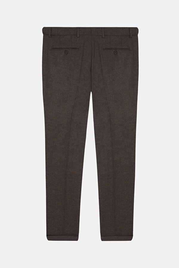 Coffee Brown Straight Leg Wool Men's Trousers 2