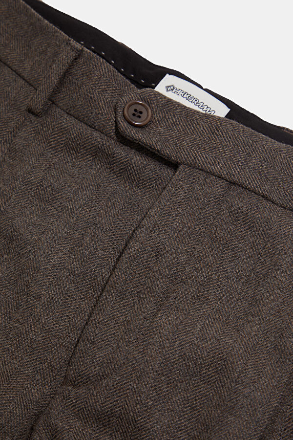 Coffee Brown Straight Leg Wool Men's Trousers 3