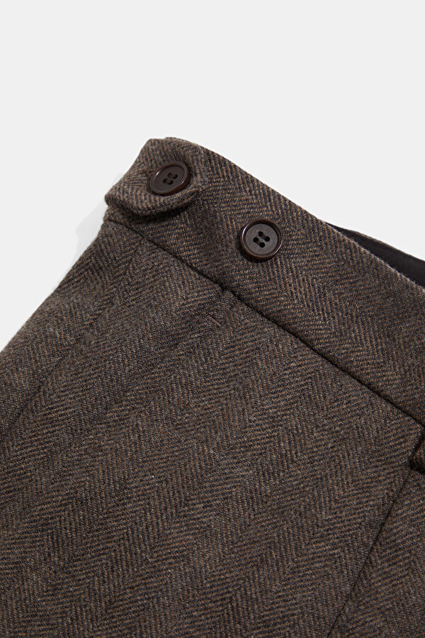 Coffee Brown Straight Leg Wool Men's Trousers 4