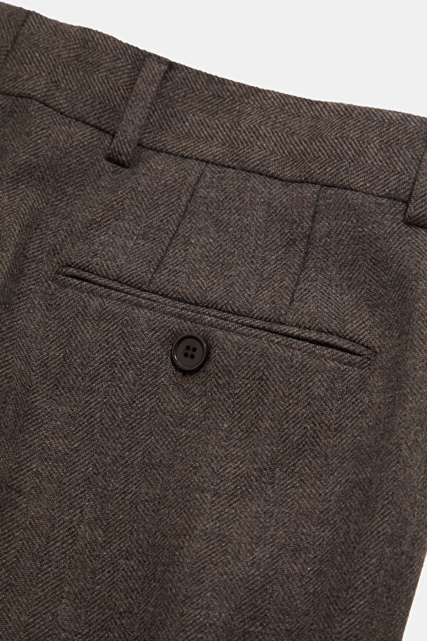 Coffee Brown Straight Leg Wool Men's Trousers 5